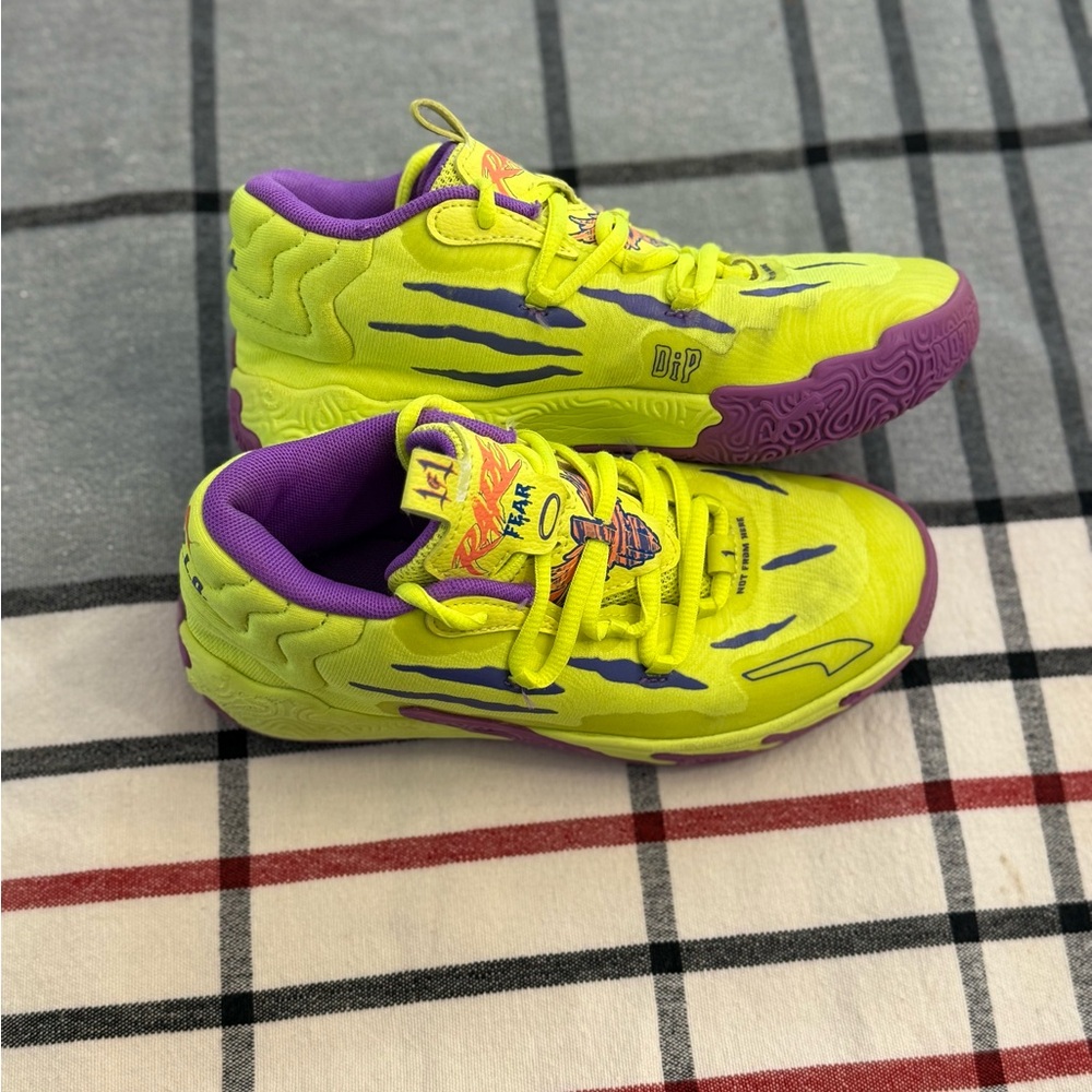 Puma Kids x LaMelo Ball Neon‎ Yellow and Purple Athletic Sneakers